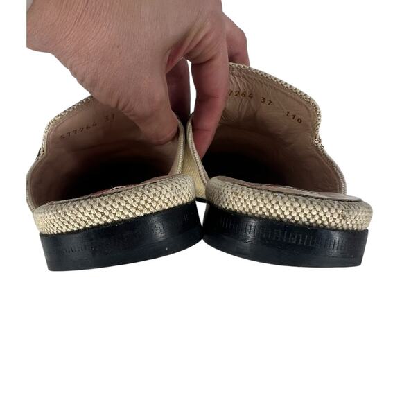 Gucci Canvas Vintage Charlotte Web Princetown Mule Slippers in Sand Cuir - Picture 12 of 16